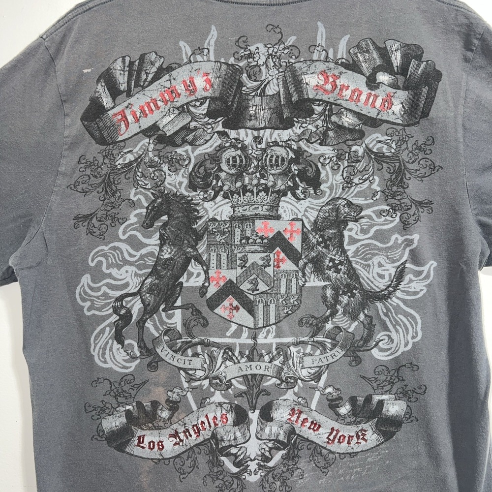 Jimmy'Z Brand Los Angeles New York Shirt Mens XL  Gray Graphic Print Y2K VTG